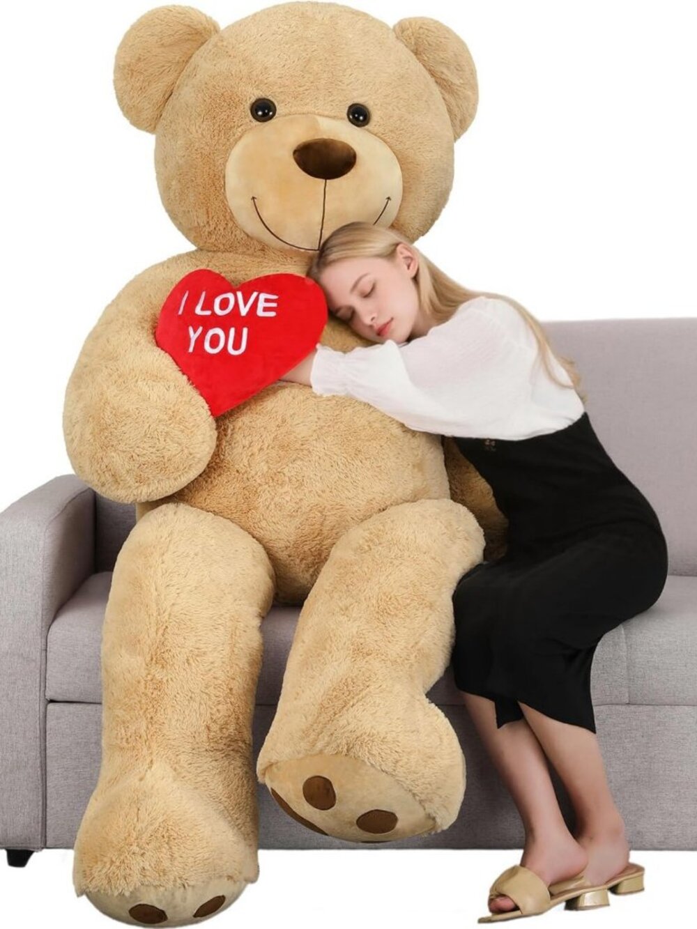 Giant 6ft Plush Teddy Bear Stuffed Animal with Heart - Perfect Gift for All Ages